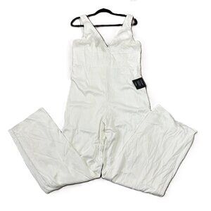 Lulus Angelic Aesthetic Ivory Satin Bow Back Sleeveless Jumpsuit White New XL
